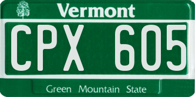 VT license plate CPX605