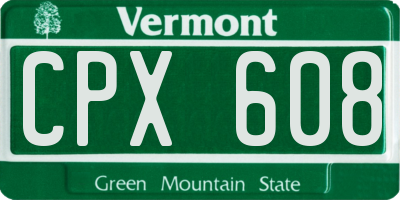 VT license plate CPX608