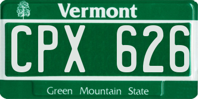 VT license plate CPX626