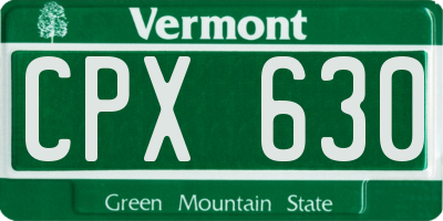 VT license plate CPX630
