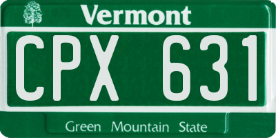 VT license plate CPX631