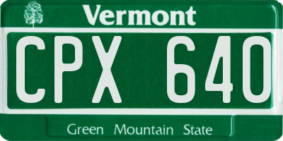 VT license plate CPX640