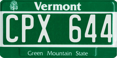 VT license plate CPX644