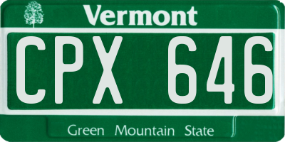 VT license plate CPX646