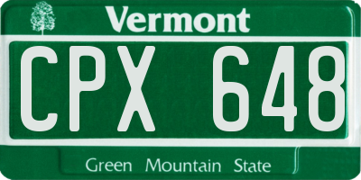 VT license plate CPX648