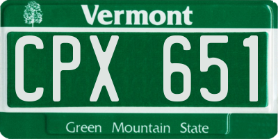 VT license plate CPX651