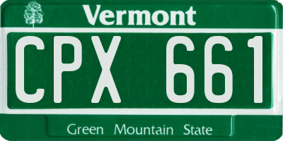 VT license plate CPX661