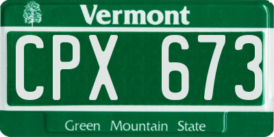 VT license plate CPX673
