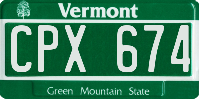VT license plate CPX674
