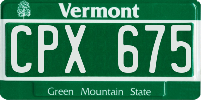 VT license plate CPX675
