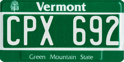 VT license plate CPX692
