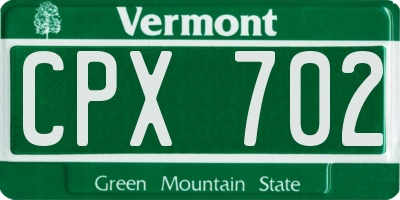 VT license plate CPX702