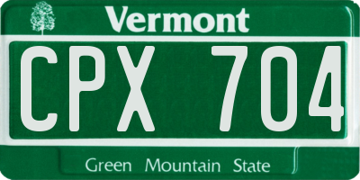 VT license plate CPX704
