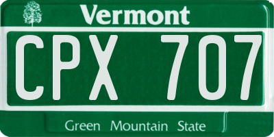 VT license plate CPX707