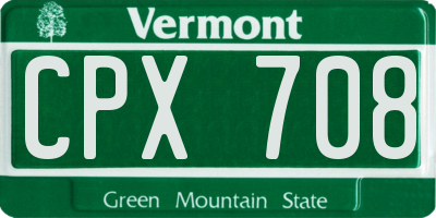 VT license plate CPX708