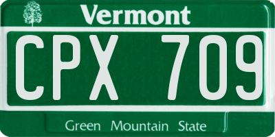 VT license plate CPX709