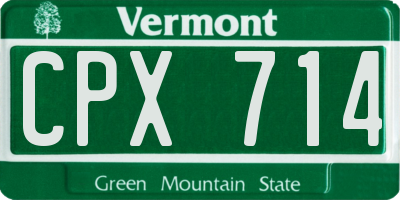 VT license plate CPX714