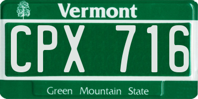 VT license plate CPX716