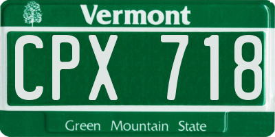 VT license plate CPX718