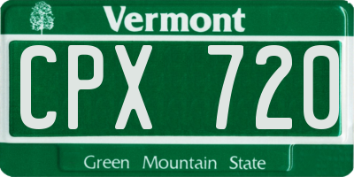 VT license plate CPX720