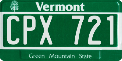 VT license plate CPX721