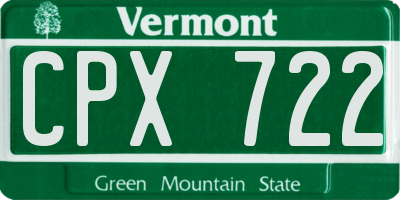 VT license plate CPX722
