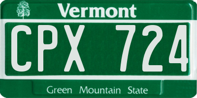 VT license plate CPX724