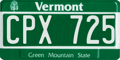 VT license plate CPX725