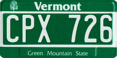 VT license plate CPX726