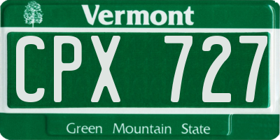 VT license plate CPX727