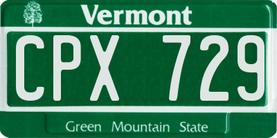 VT license plate CPX729