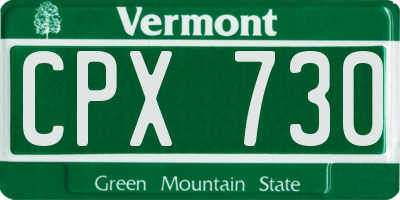 VT license plate CPX730