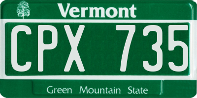 VT license plate CPX735