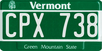 VT license plate CPX738