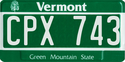 VT license plate CPX743