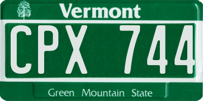 VT license plate CPX744
