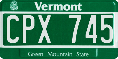 VT license plate CPX745
