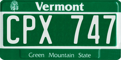 VT license plate CPX747
