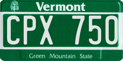 VT license plate CPX750