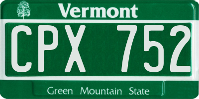 VT license plate CPX752