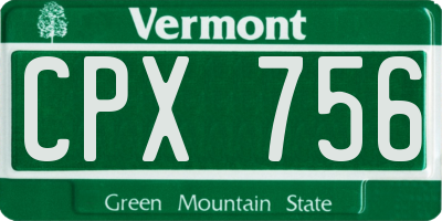VT license plate CPX756