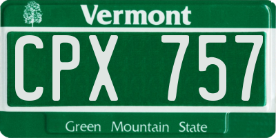 VT license plate CPX757