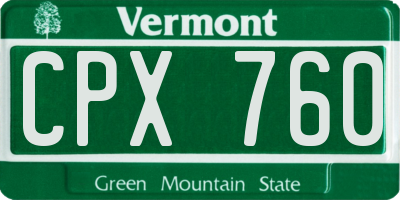 VT license plate CPX760