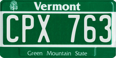 VT license plate CPX763