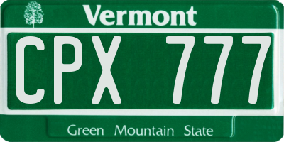 VT license plate CPX777