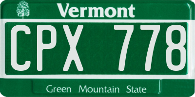 VT license plate CPX778