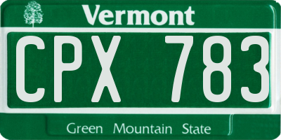 VT license plate CPX783