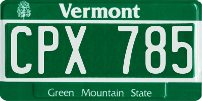 VT license plate CPX785