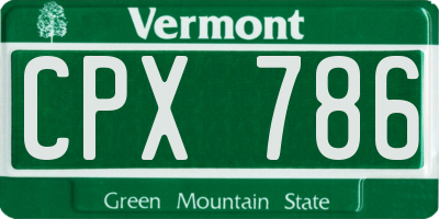 VT license plate CPX786