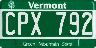 VT license plate CPX792